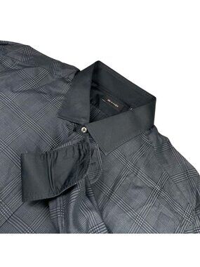Sand Copenhagen Men’s 100% Cotton Flip Cuff Dress Shirt Black Plaid • Size 46 EU